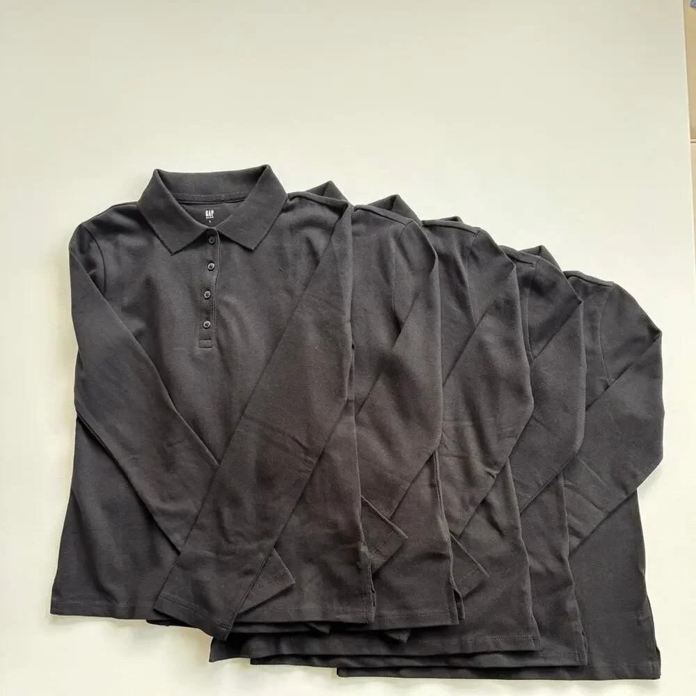 Gap Kids Uniform Stretch Pique Polo Shirt Lot of 5 Kids Size 8 Black NWT